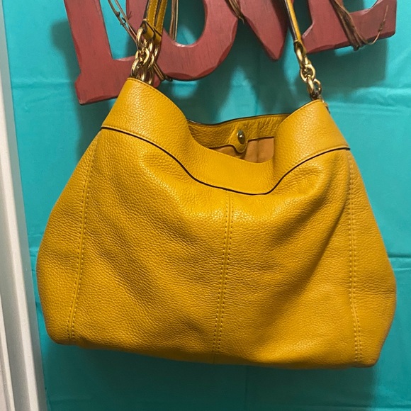 Coach Mustard Yellow Lexy  pebble leather bag no hang tag 🏷️ - Picture 3 of 12
